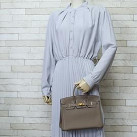 Hermès-Hermes Birkin 25 Handbag in Togo Leather-Beige,Taupe