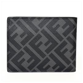 Fendi-Fendi Diagonal Bi-fold Wallet-Black,Yellow