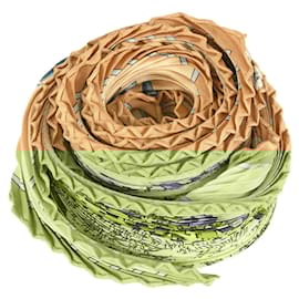 Hermès-Hermes Carre 90 Pleated Scarf in Beige-Beige