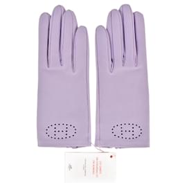 Hermès-Hermes Lilac Lambskin Short Gloves-Purple