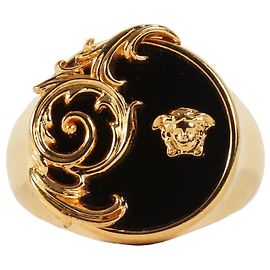 Versace Medusa Band Ring Black Golden