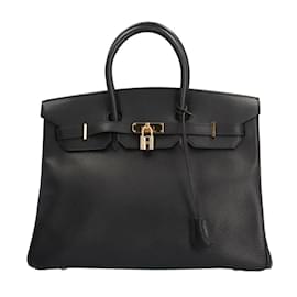 Hermès-Hermes Birkin 35 Handbag in Black Ardennes Leather-Black