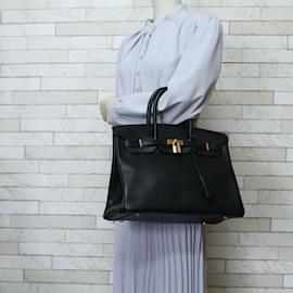 Hermès-Hermes Birkin 35 Handbag in Black Ardennes Leather-Black