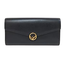 Fendi-Fendi Long Wallet in Black Leather-Black