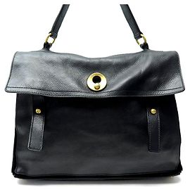 BORSA YVES SAINT LAURENT MUSE TWO GM 197148 PELLE GRANA NERA Nero