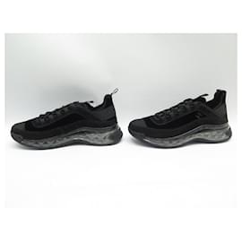 Chanel-NINE CHANEL BASKET VELVET LOW TOP TRAINER LOGO CC 44 SHOES-Black