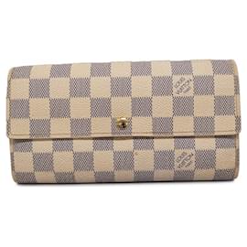 Louis Vuitton-Louis Vuitton Long Wallet Damier Azur Portefeuille Sarah-White