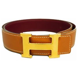 Cinto de couro Epsom dourado Constance da Hermès Dourado