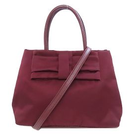 Prada 1BG068 Handtasche mit Bandmotiv Bordeaux