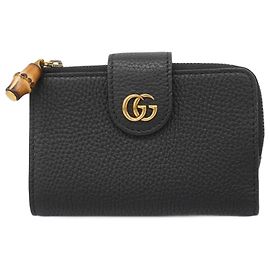 Gucci Bamboo Leder Geldbörse Schwarz
