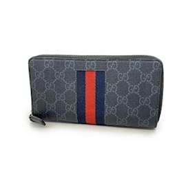 Gucci-Gucci Long Wallet GG Supreme Sherry Line 408831-Brown,Black