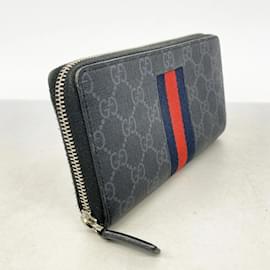 Gucci-Gucci Long Wallet GG Supreme Sherry Line 408831-Brown,Black