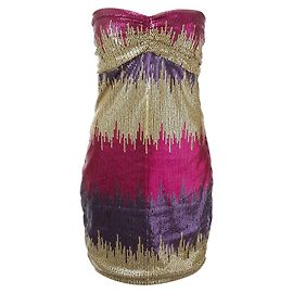 Versace Multicolor Strapless Sequined Mini Dress Multiple colors
