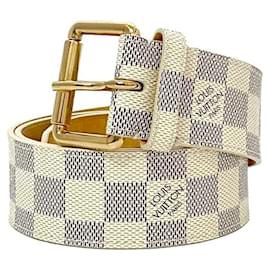 Louis Vuitton-Louis Vuitton Damier Azur Belt-Brown,White