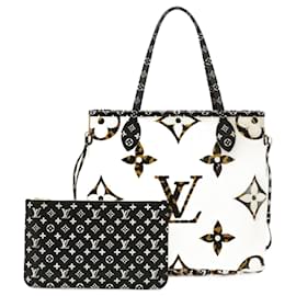 Louis Vuitton-Louis Vuitton Giant Monogram Jungle Neverfull MM Tote Bag-Eggshell,Camel