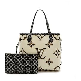 Louis Vuitton-Louis Vuitton Giant Monogram Jungle Neverfull MM Tote Bag-Eggshell,Camel
