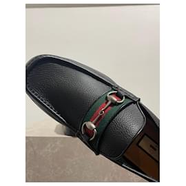 Gucci-GUCCI  Flats T.UK 12 Leather-Black