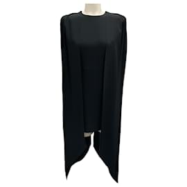 Autre Marque-Alex Perry Black Structured Bat Sleeve Crepe Dress-Black