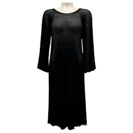 Michael Kors-Michael Kors Collection Black Shimmer Pleated Knit Dress-Black