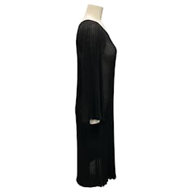 Michael Kors-Michael Kors Collection Black Shimmer Pleated Knit Dress-Black