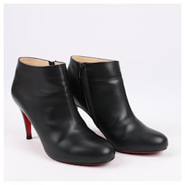 Christian Louboutin-Christian Louboutin Belle Leather Ankle Botts in Black, Size 39-Beige