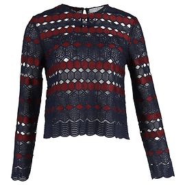 Sandro Lace Blouse in Navy Blue Polyester Blue Navy blue