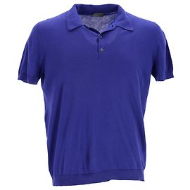 Prada Knitted Short Sleeve Polo Shirt in Blue Wool Blue