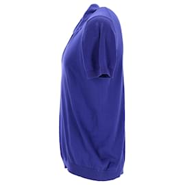 Prada- Prada Knitted Short Sleeve Polo Shirt in Blue Wool-Blue