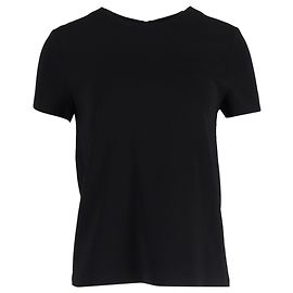 Diane von Furstenberg Melissa Short-Sleeve Back Zip Top in Black Triacetate Black