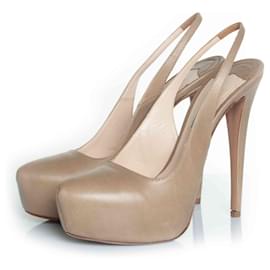 Prada-slingback heels with hidden platform-Brown,Beige