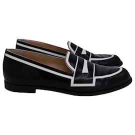 Christian Louboutin-Christian Louboutin Magic Moc Penny Loafers in Black and White Leather-Black