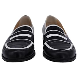 Christian Louboutin-Christian Louboutin Magic Moc Penny Loafers in Black and White Leather-Black