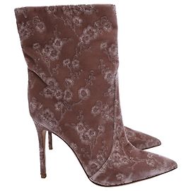 Botas de tornozelo bordadas Gianvito Rossi em veludo rosa Rosa