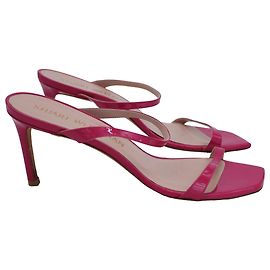 Stuart Weitzman Aleena Slide Sandals in Pink Patent Leather  Pink