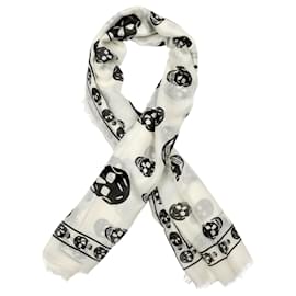 Alexander Mcqueen-Skull Silk Scarf-White