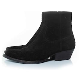 Saint Laurent-Lukas wool suede ankle boots-Black