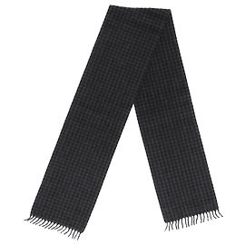 Sciarpa in cashmere nera e grigia con logo Prada e frange a motivo Multicolore
