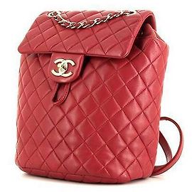 Chanel Timeless backpack in raspberry pink quilted leather Red
