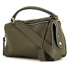 Fendi-Sac Boston Fendi Selleria Lei en cuir grainé vert-Vert,Vert olive