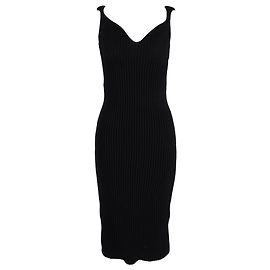 Abito midi a coste con schiena scoperta Khaite Alessia in cotone nero Nero