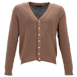 Prada Button-Down V-Neck Cardigan in Brown Cashmere Brown