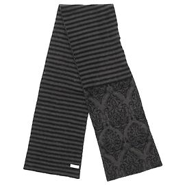 Dries Van Noten Patterned Scarf in Grey Wool Grey