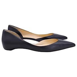 Christian Louboutin-Christian Louboutin Iriza Flat Ballerina Flats in Black Leather-Black