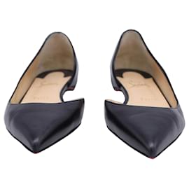 Christian Louboutin-Christian Louboutin Iriza Flat Ballerina Flats in Black Leather-Black