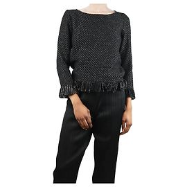 Maje Schwarzes gewebtes Boucle-Oberteil - Größe UK 6 Schwarz