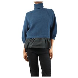 Red Valentino Blauer gerippter Peplum-Pullover - Größe XS Blau