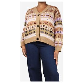 Weekend Max Mara Cardigan jacquard marrom de lã e alpaca - tamanho S Marrom