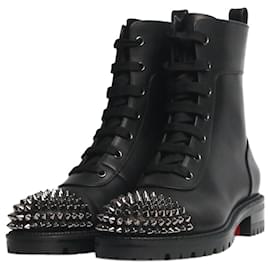 Christian Louboutin-Christian Louboutin Black TS croc spiked boots - size EU 38.5 (UK 5.5)-Black