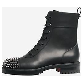 Christian Louboutin-Christian Louboutin Black TS croc spiked boots - size EU 38.5 (UK 5.5)-Black