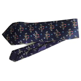 Hermès-hermes tie-Navy blue